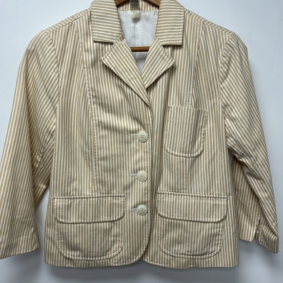 Old Navy Women's Blazer Jacket Size M Lined White and crean Stripes - Picture 1 of 6